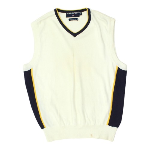 Polo Sport Mens White Sleeveless Vest | Vintage High End Designer Sweater VTG