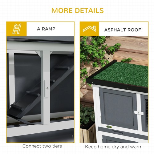 Double Decker Rabbit Hutch 2 Tier Guinea Pig House Pet Cage Outdoor - Picture 7 of 11