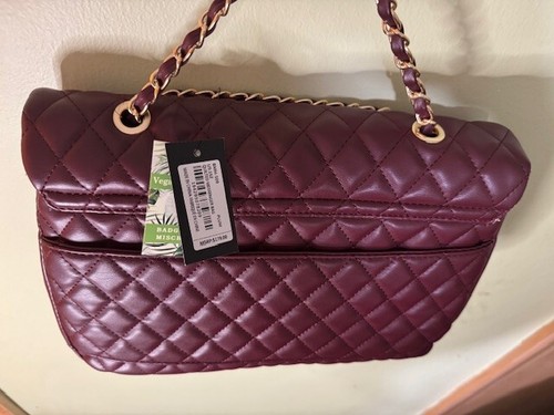 Badgley Mischka Quilted Messenger Bag Plum Color NWT - Picture 12 of 24
