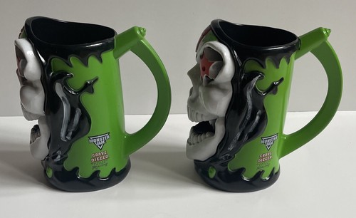 (2) Monster Jam Grave Digger Monster Truck 6" Plastic Light-Up Mugs Reaper Skull - Picture 5 of 8