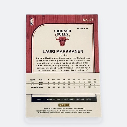 Lauri Markkanen -2019-20 Panini NBA Hoops #27 Silver Laser Prizm Bulls Utah Jazz - Bild 4 von 4