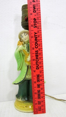 Vintage Shawnee Pottery Mid Century Lamp Asian Figurine with Mandolin ~Works - Picture 9 of 9