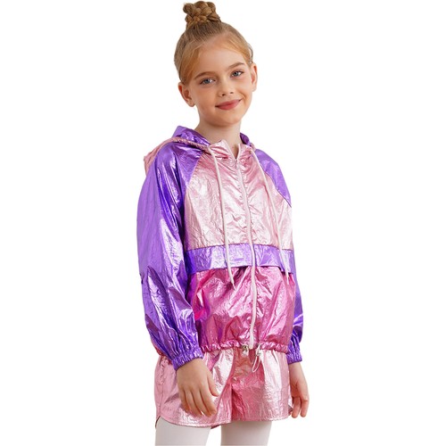 Kids Girls Coat And Shorts Long Sleeve Jacket With Bottoms Athletic Sweatsuit - Picture 8 of 37