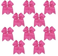  10 Chixx Full Rhinestone Bulk Lot Wholesale Bundle Cheer Dance Bows - Hot Pink