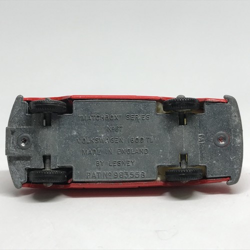 Lesney Matchbox No. 67 Volkswagen 1600 TL 1967 Red - Made In United Kingdom - Picture 11 of 12