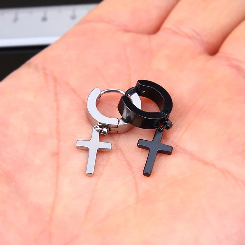 Orecchini Acciaio Inox Senza Pietre Orecchini A Cerchio (Creole) Pieghevoli In Acciaio Inox - Larghezza Diamante, Unisex Donna/Uomo Orecchini Larghi Pieghevoli Unisex