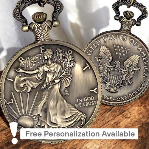 Walking Liberty Taschenuhr - Vintage Münze, seltenes Sammlerstück, personalisiertes Geschenk - Bild 1 von 11