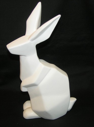 CASA DECOR HOME BUNNY KANINCHEN FIGUR GEOMETRISCH WEISS 11" SKULPTUR STATUE