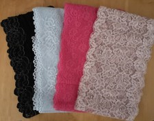 Lot 10 Yards 5" Wide Stretch Floral Lace Black, Baby Blue, Peach Fleshcolor h170