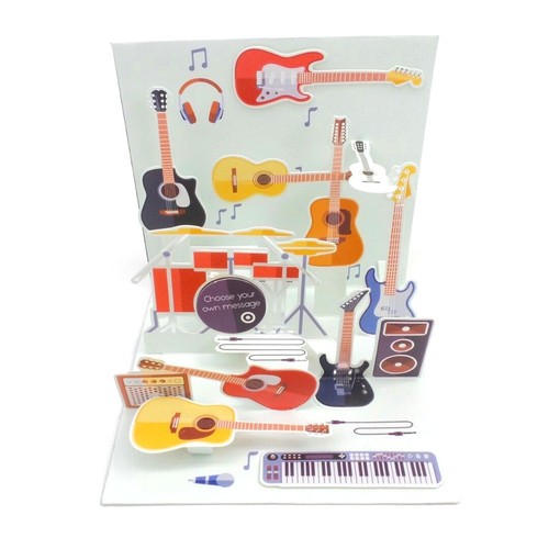 Any Occasion Greeting Card Guitars 3D Pop Up Treasures Up With Paper - Picture 4 of 8