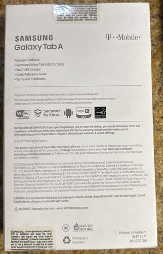 Samsung Galaxy Tab A 8" SM-T387T 32GB T-Mobile Black Tablet NEW SEALED - Afbeelding 6 van 6