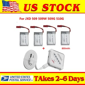 4X-3-7V-800mAh-Battery-JST-4in1-USB-Charger-For-JXD-509G-509W-510G-RC-Drone-USA