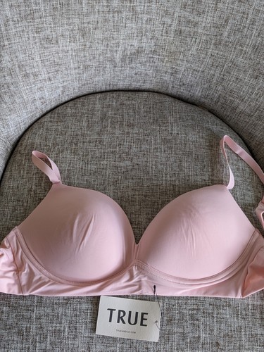 TRUE & Co Body Wire Free Push Up Convertible Bralette Pink MSRP $64 Womens 32DD