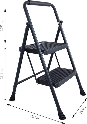 Folding Step Ladder with Rubber Feet & Anti-Slip Pedal - Safe 330 lb Capacity - Picture 7 of 8