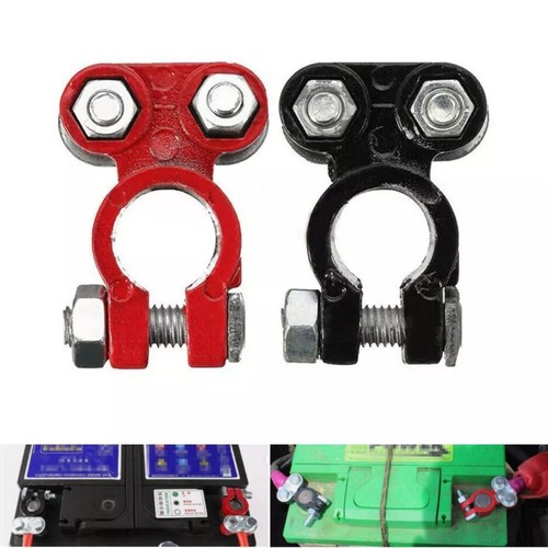 2Pcs Positive Negative Car Battery Cable Terminals Top Post Connectors Clamp Hot - Picture 2 of 12
