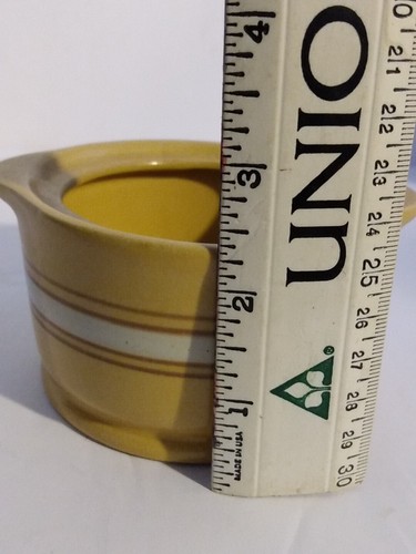 Over and Back Stoneware Yellow Ware Repro *Replacement Bowl Bottom White Stripes - Picture 9 of 12