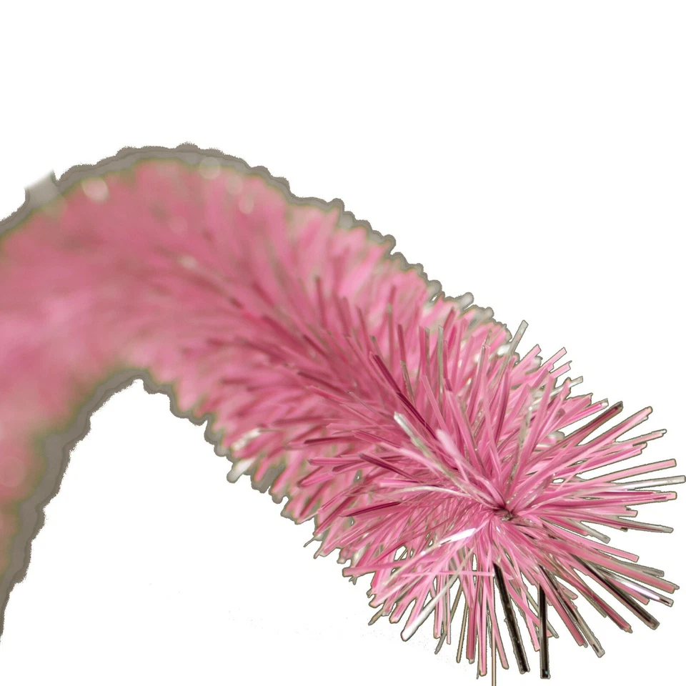 Guirnalda de oropel rosa brillante y blanco mate de 30 pies lámina de flecos de plástico de Navidad Foto 2 de 4