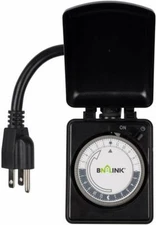 BN-LINK Compact Outdoor Mechanical 24 Hour Programmable Dual Outlet Timer