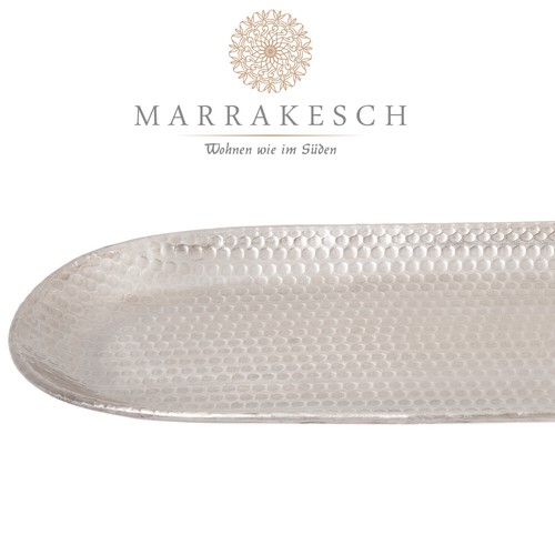 Skandinavisches Design Tablett Kerzentablett Ilnur Silber Oval 45cm - Bild 4 von 5