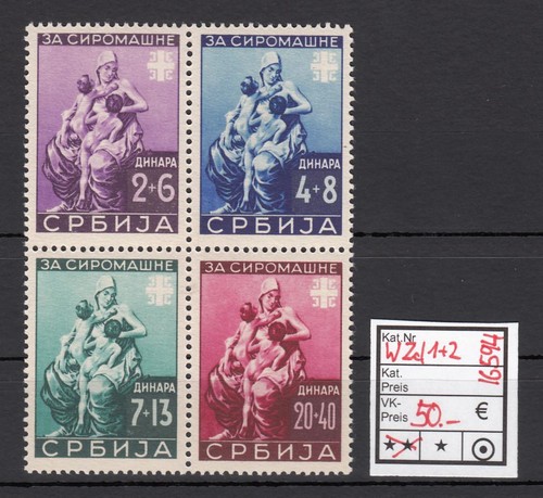 Serbia 1942, Mi.-No. 82-85 ** W Zd 1+2