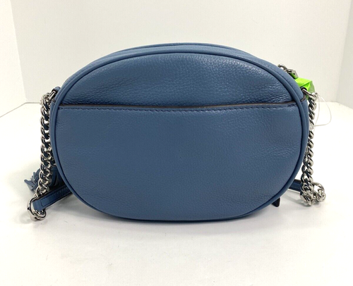 Michael Kors Ginny Crossbody Bag Medium Denim Blue Leather Messenger B2C - Picture 5 of 17