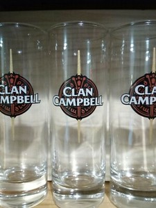 LOT DE 6 VERRES TUBE 22 CL A WHISKY CLAN CAMPBELL NEUFS NO JB WILLIAM LAWSON
