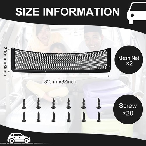 Mesh Pocket Organizer Set - 32x8 Inch Vehicle Storage Solution with Easy Install - Bild 4 von 8