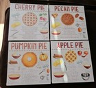 Fall Sign Set Of 4 Apple Pumpkin Pecan Cherry Pie Recipes Farmhouse New