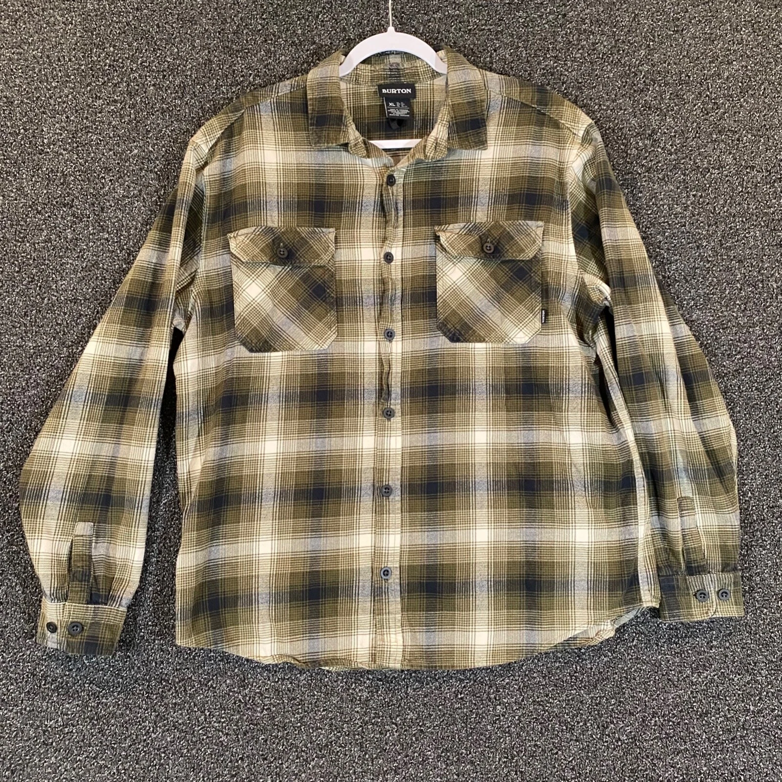 burton plaid flannel button up skiing snowboarding l/s shirt