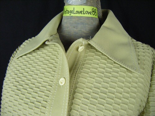 BUTTE KNIT Vtg 60s Beige Waffle Knit Slip on Top-Bust 39/S-M - Picture 2 of 7