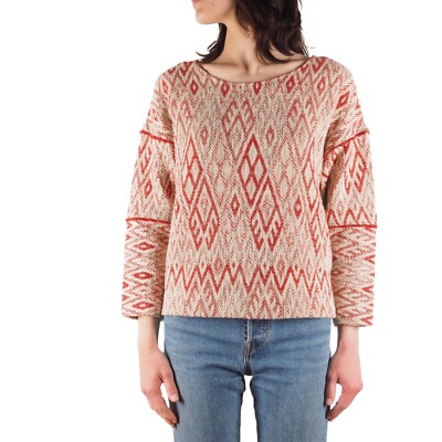 ba&sh Gaby Women's Coral Beige Textured Cotton Knit Sweater Size 0 / XS / S