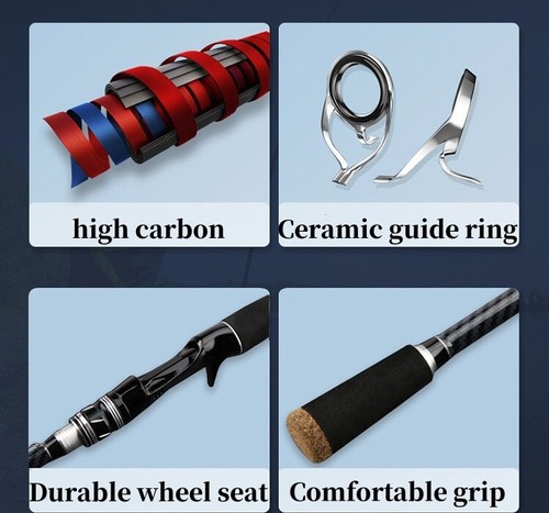 Lure Fishing Rods Casting Spinning Rod Carbon Fiber Pole 2 Sections Fast Action - Picture 29 of 49