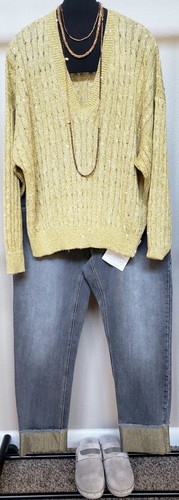 New Brunello Cucinelli $1995 XL IT/fit 10-16US Linen/Sequins Cable Knit Pullover - Picture 16 of 24