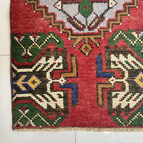 Vintage Hand Knotted Small Turkish Rug, 1x3 Ft Oriental Ouhsak Carpet - Picture 4 of 10