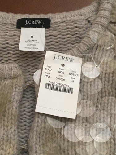Maglione lana grigio paillettes traslucido J Crew vintage taglia M Medium - Foto 8 di 9