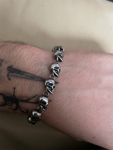 Hot Gothic Skull Bracelet for Men Women Stainless Steel Punk Skull Chain Bracele - Bild 1 von 5