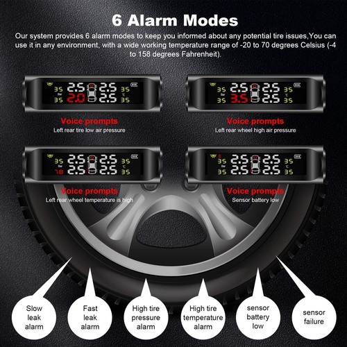 LCD Digital Display Car Tire Temp Pressure Monitor System w/External Sensor - Picture 9 of 13