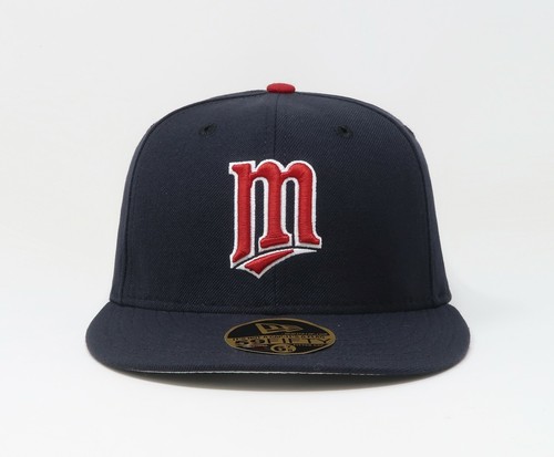New Era 59Fifty Men Boys Cap Minnesota Twins "M" Navy Blue 100% Wool Fitted Hat - Picture 2 of 5