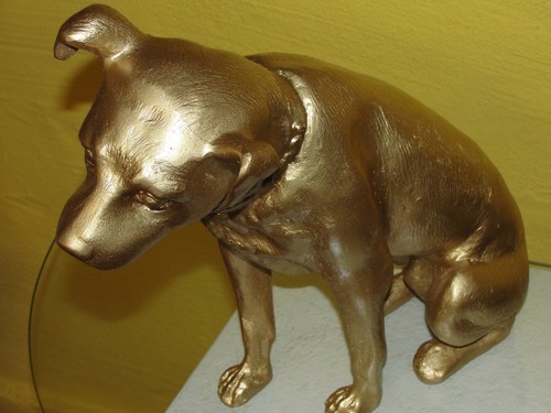 Nipper Grammophon Hund His Masters Voice Figur Tierfigur Design Gold Werbefigur - Picture 4 of 5