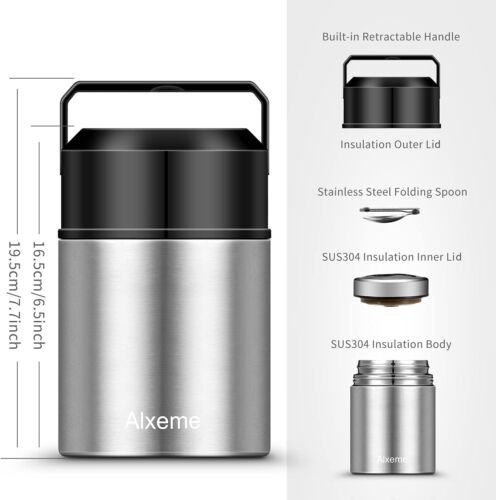 Food Jar Insulated Lunch Container Bento Box Cold Hot Food 27Oz Food Flask Wide - Picture 5 of 9
