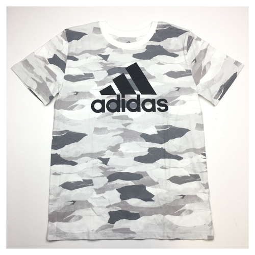 Adidas Boys T Shirt Short Sleeve White Camo Print Adidas Logo Youth Size Medium - Picture 1 of 6