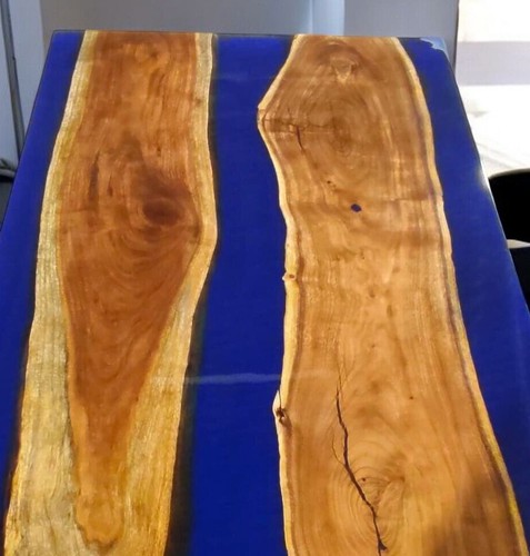 Rectangle Dining Table Top Custom Made Blue Epoxy Resin Handmade Furniture - Picture 4 of 9