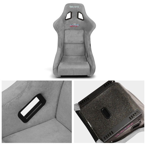 NRG FRP-302GY-ULTRA Prisma Large Size Alcantara Fabric Bucket Racing Seat Grey - Picture 2 of 7