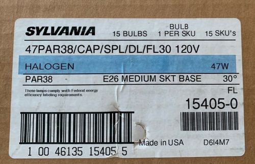 SYLVANIA 47w Halo Flood CAPSYLITE  PAR38 120V 15405 - Lot of 15 Bulbs - Picture 1 of 11