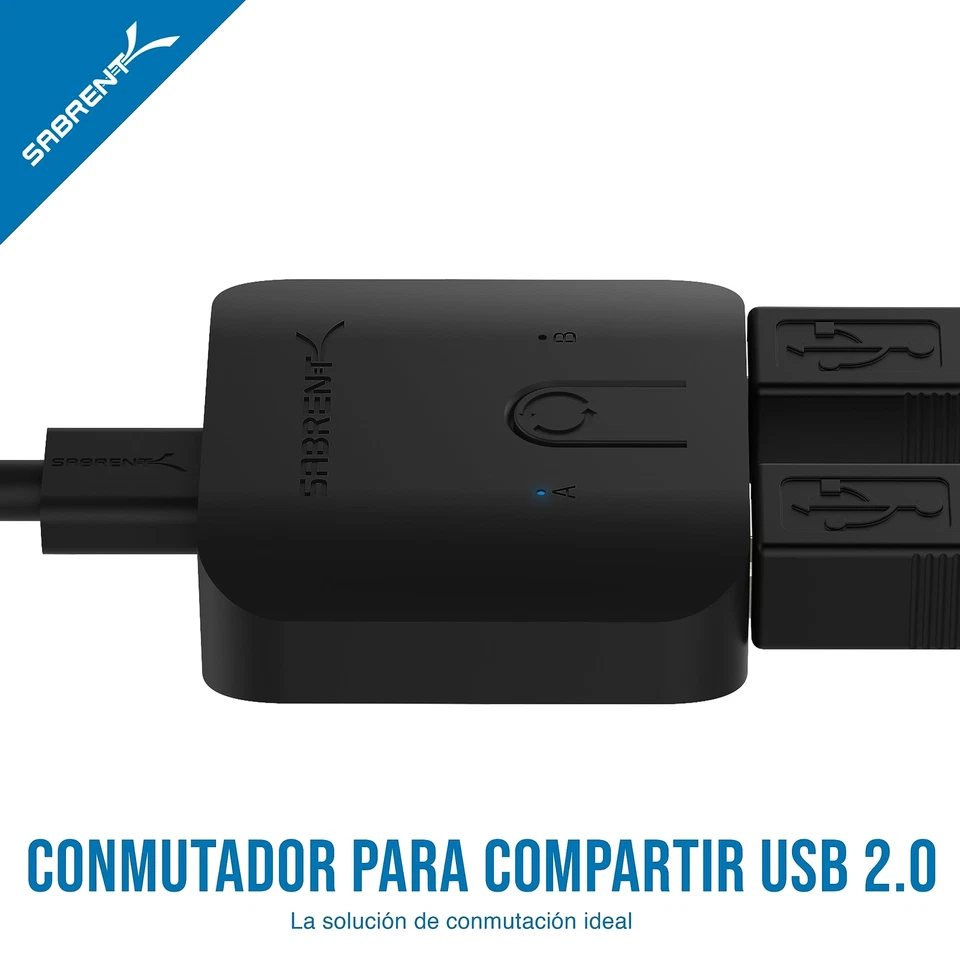 SABRENT Interruptor para compartir USB 2.0 para múltiples computadoras y  - Imagen 3 de 4