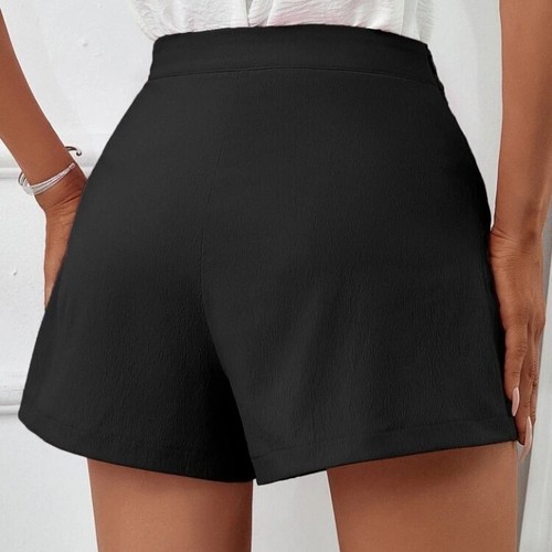 Shein Pilcated Wide Leg Shorts Black Small Size 4 **SEE MEASUREMENTS - Picture 3 of 15