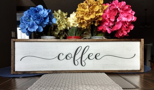 Letrero de madera FARMHOUSE CAFÉ cocina rústico madera bienvenida lavandería gran país  - Imagen 4 de 6