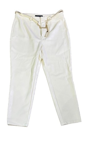 Mark New York Andrew Marc Women's pants sz 14 dress pants w/ Belt ivory NWOT - Picture 3 of 14