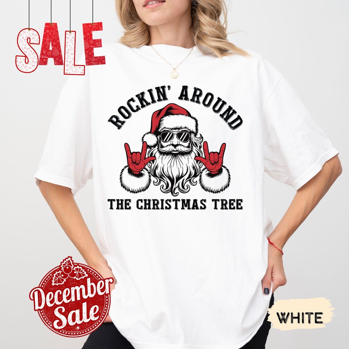 Santa Rockin Around The Christmas Tree T-Shirt