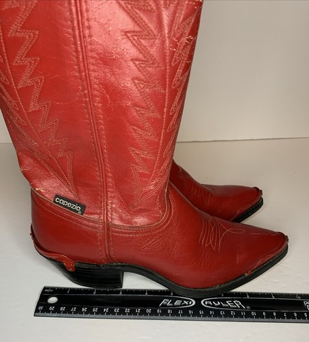 DECORATION ONLY Vintage 70’s Capezio Red Cowgirl Boots Size 6 Leather BROKEN - Picture 10 of 11